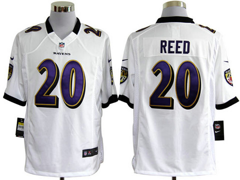 NFL Baltimore Ravens 20 Ed Reed white jersey